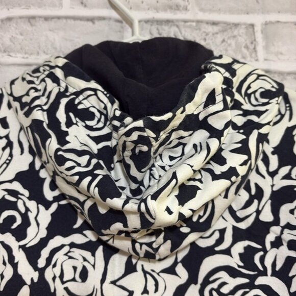 Tommy Hilfiger Womens XL black 34 Sleeve HoodieSweat Shirt wpocket floral - Picture 8 of 8